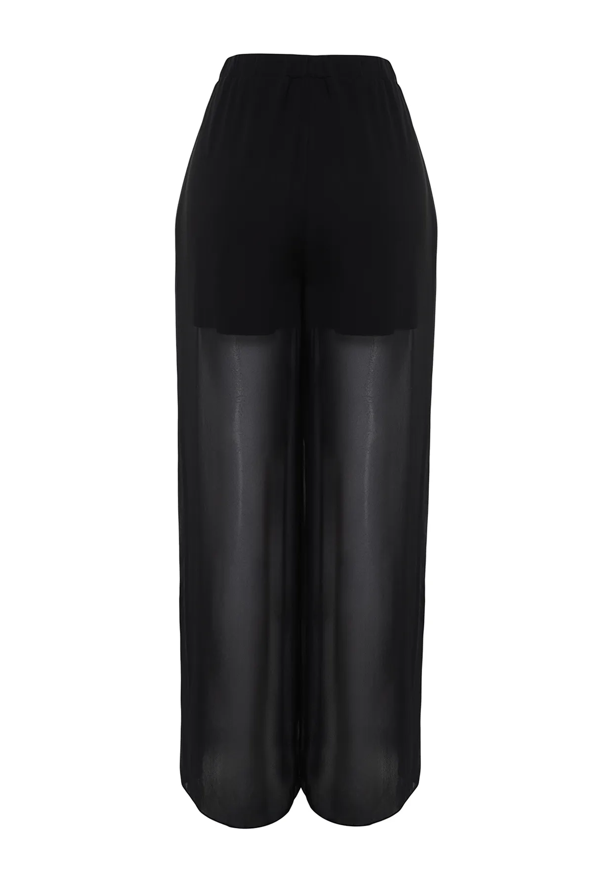 Trendyol Collection  Schwarze transparente kurze Shorts mit weitem Bein und gefütterter Webhose TWOSS24PL00065