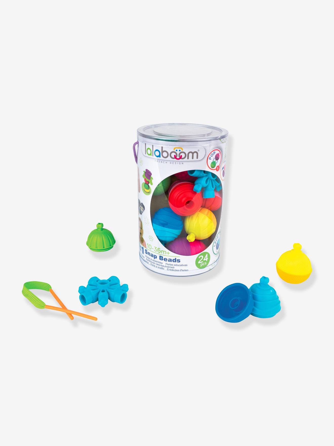 Baril de 24 perles éducative Lalaboom multicolore