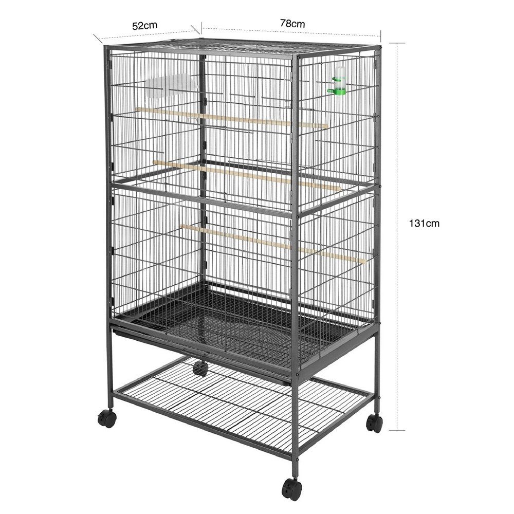 Melko Voliere Vogelvoliere Vogelkäfig Vogelhaus Tierkäfig Zimmervoliere Vogelheim, mit Sitzstangen, Futternapf, Vogeltränke und Schmutzwanneneinsatz