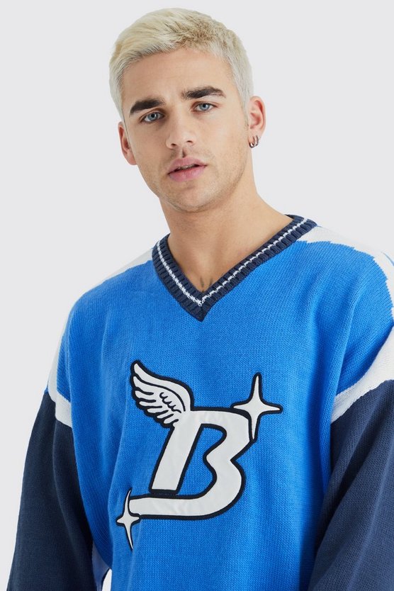 Oversize Pullover mit Fußball-Applique