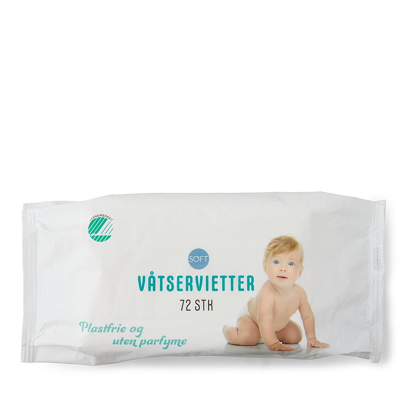 Soft Våtserviett 72 stk plastfri uparfymert svanemerke