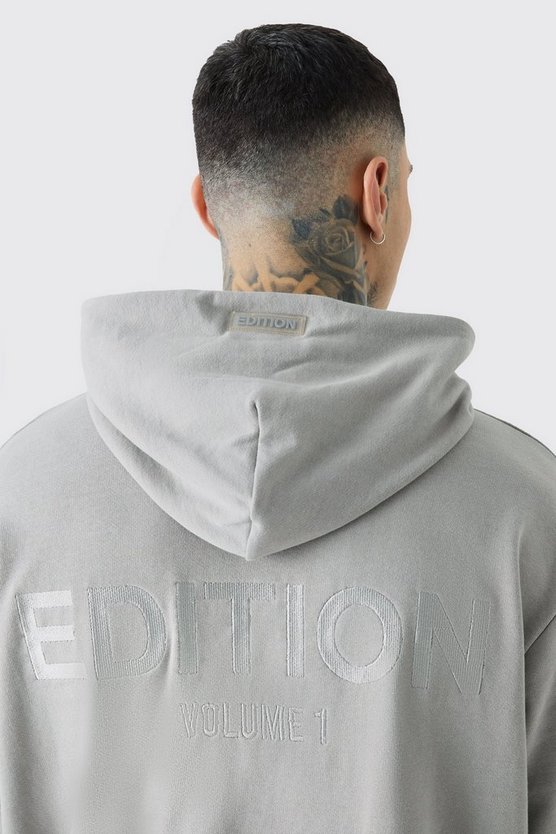 Tall kurzärmliger Oversize Hoodie mit Edition-Print