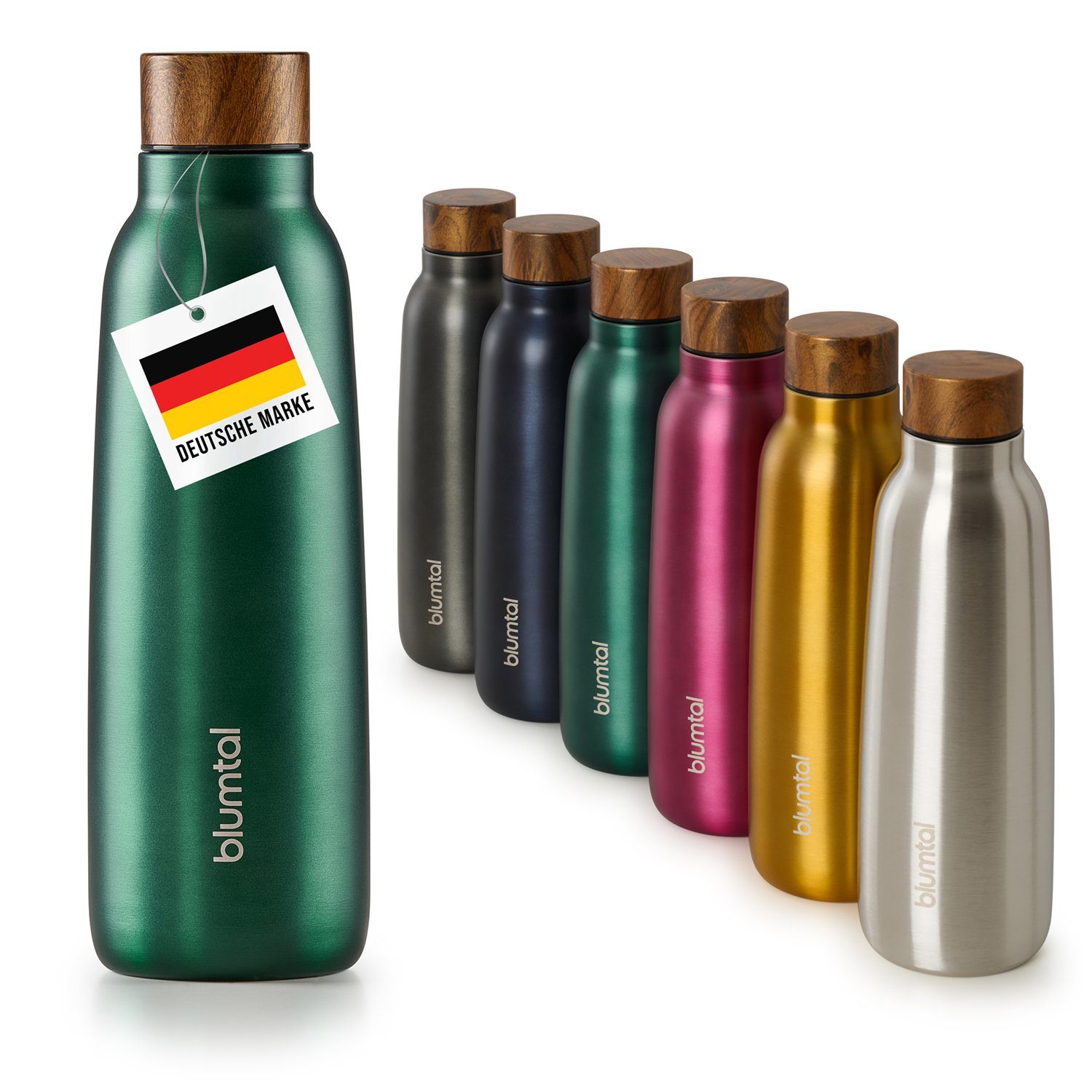 Blumtal Isolierflasche 500ml Trinkflasche Edelstahl Ray - auslaufsichere Isolierflasche, BPA-frei, hält 8h heiß/24h kalt