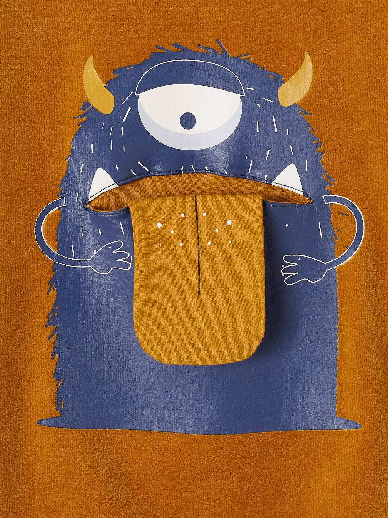 Pyjama ludique monstre velours garçon caramel