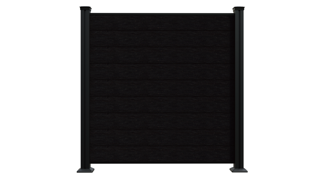 Hardin 1fachgut WPC-Sichtschutzzaun CORTADO - 5x Element   6x Pfosten schwarz