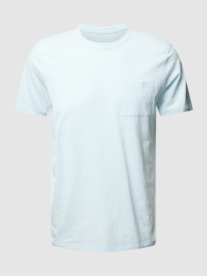 T-Shirt in melierter Optik mit Brusttasche in hellblau