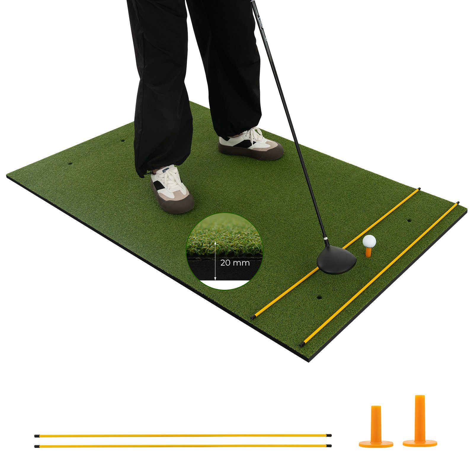 COSTWAY Golf-Abschlagmatte Übungsmatte, mit 2 Golf-Tees