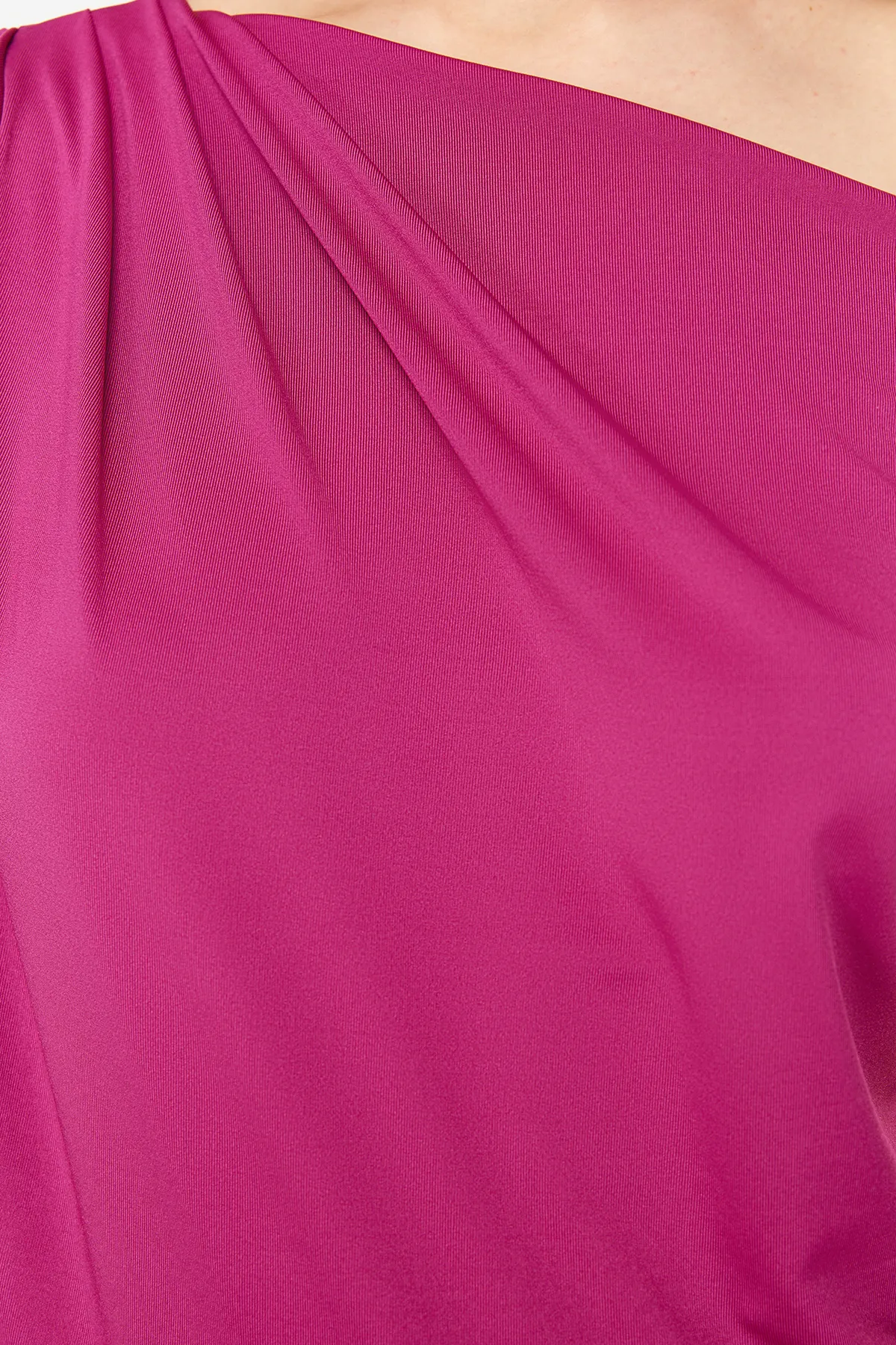 Trendyol Collection  Fuchsia Regular/Normal Fit Asymmetrischer Kragen Ärmellose Stretch-Strickbluse TWOSS24BZ00396