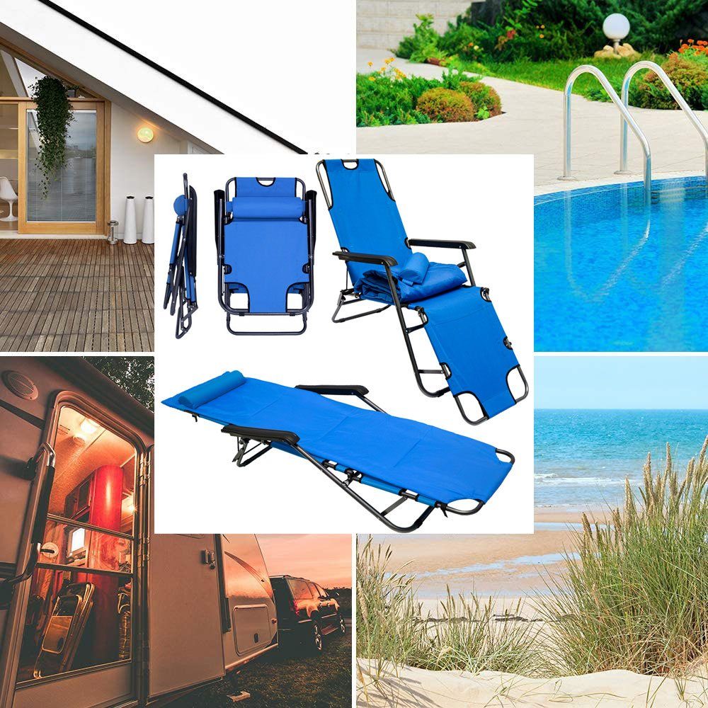 AMANKA Campingstuhl Campingstuhl Liegestuhl Freizeitliege Sonnenliege, Liege incl. Auflage 178cm Blau
