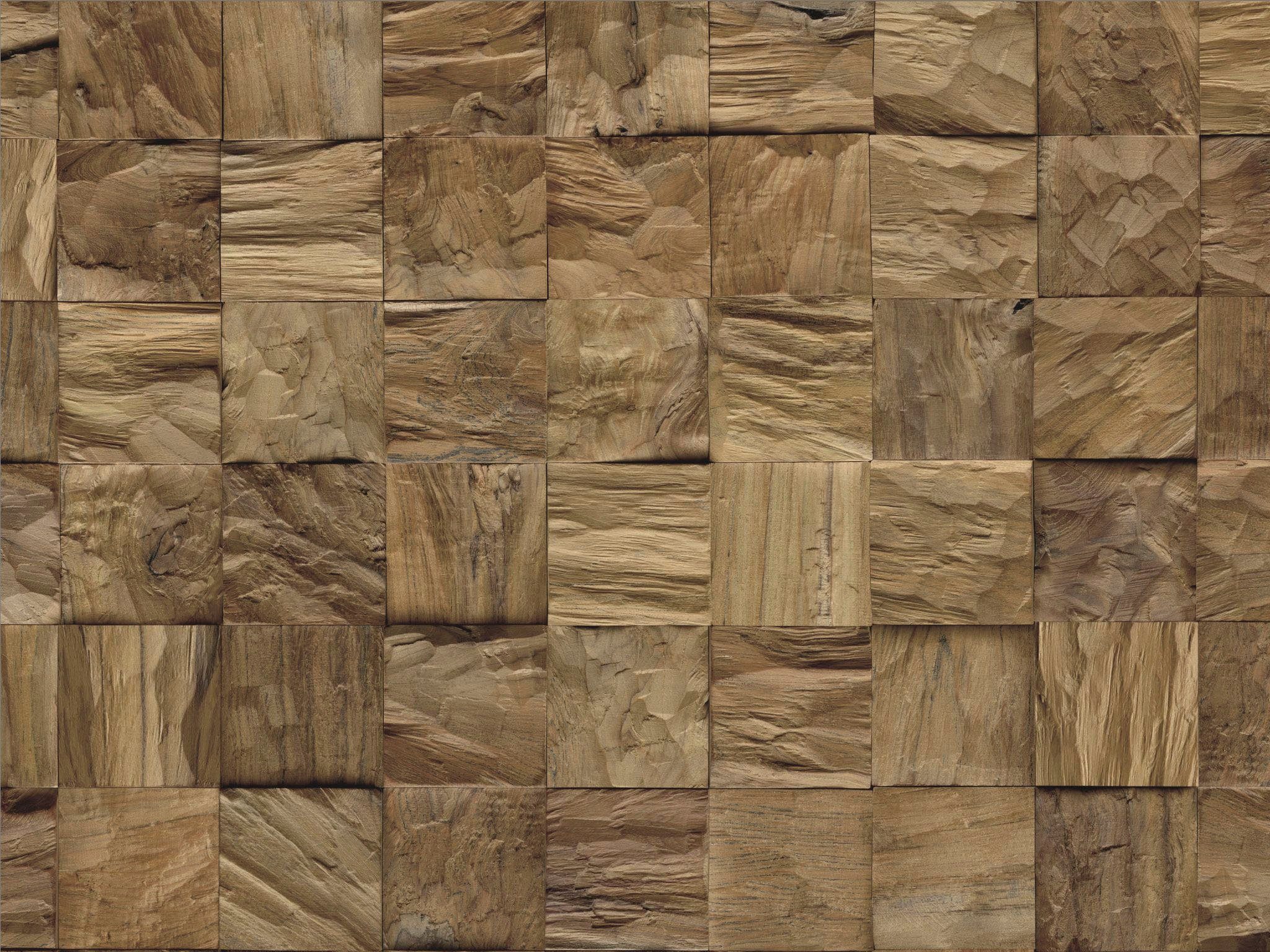 Wandpaneel Indo Echtholzpaneel Teak, BxL: 18,4x55,2 cm, 0,106 qm, (Packung, 10-tlg) schallreduzierende Wandverkleidung mit 3D-Effekt