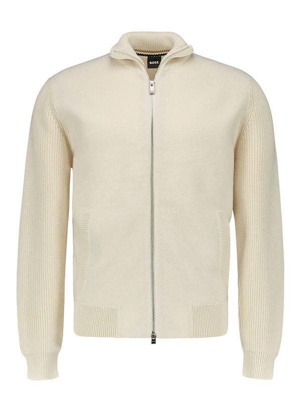BOSS Black, Cardigan Emeraviglio, Schurwolle-Baumwolle, creme