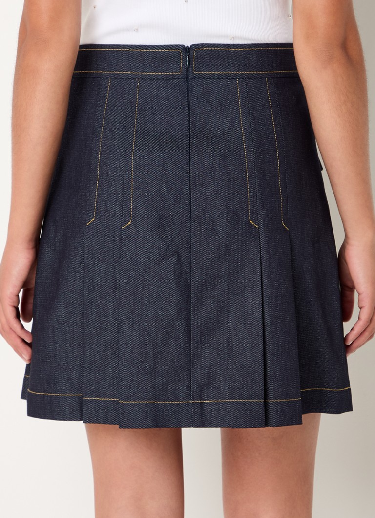 Fustă scurtă din denim Sandro cu detalii plisate