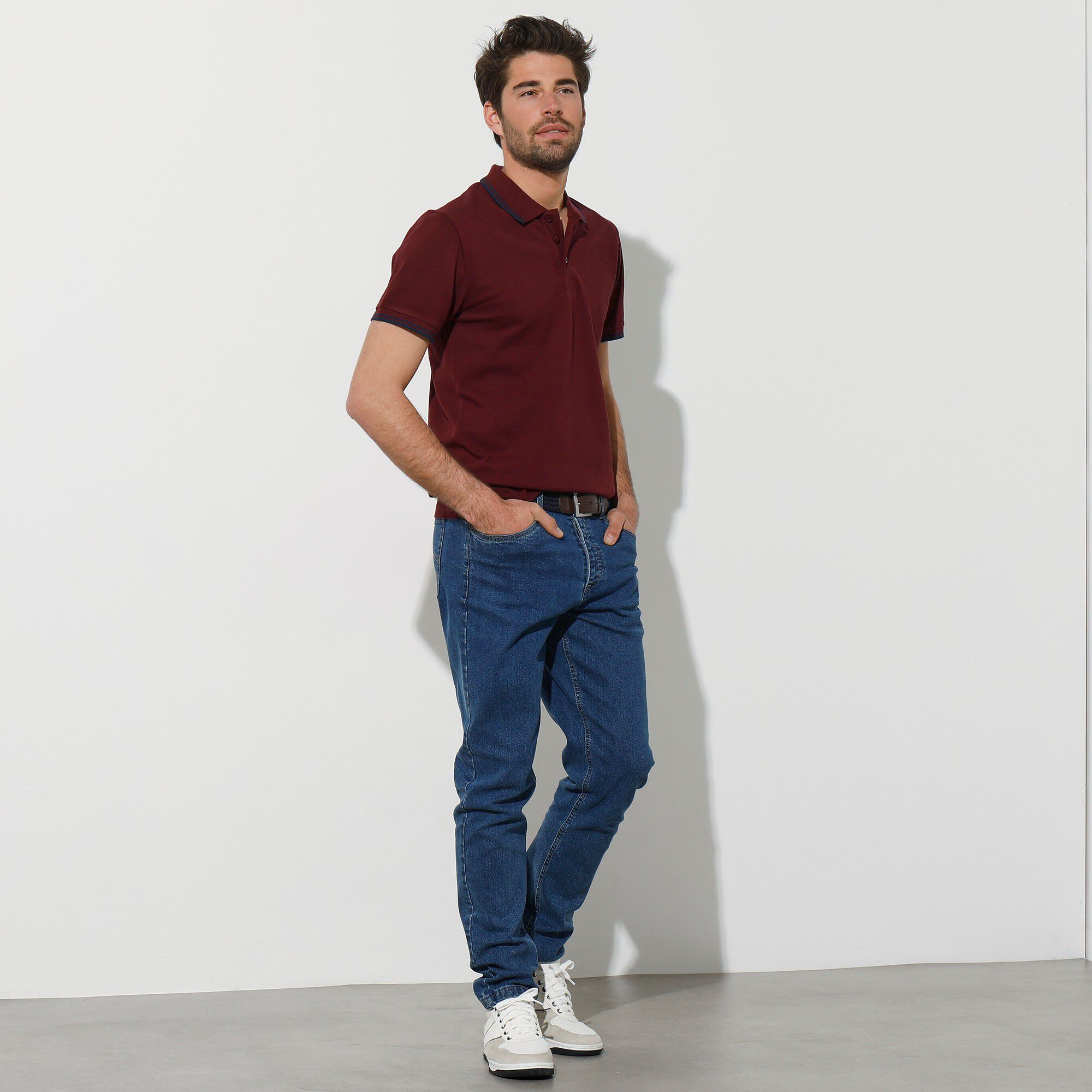 Polo uni maille piquée manches courtes