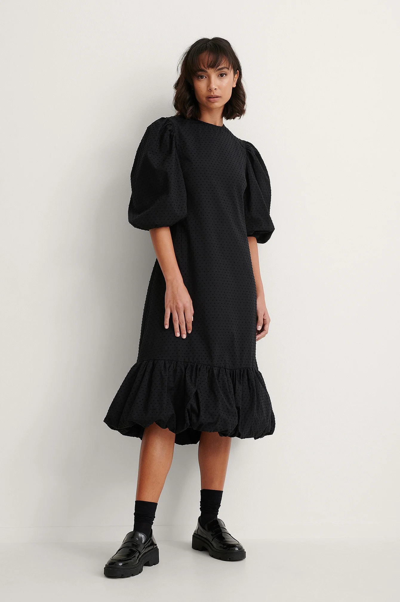 Back Detail Volume Sleeve Dress
