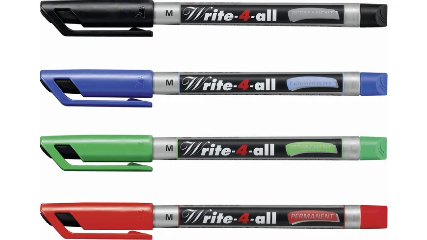 STABILO® Permanent-Marker - STABILO Write-4-all - medium - 4er Pack - blau, rot, grün, schwarz sortiert