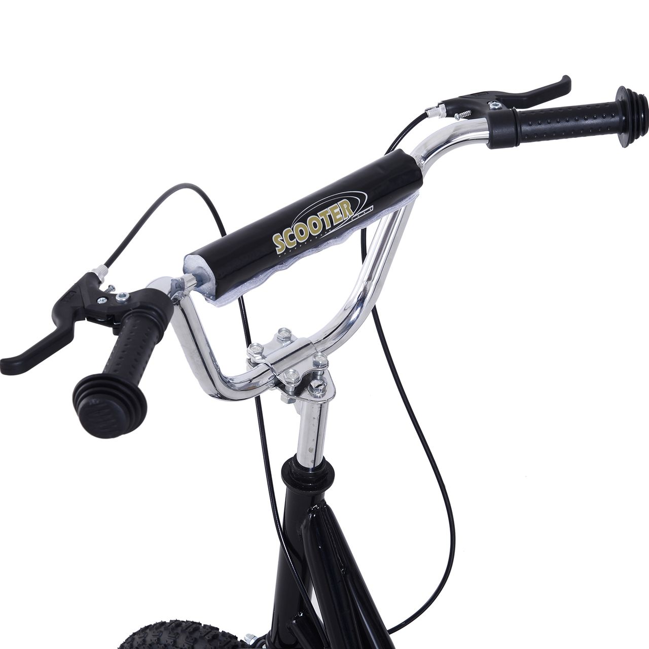 HOMCOM Kinderroller mit Bremsen 16/12 Zoll Scooter Tretroller Cityroller Kinder Roller Kickboard für 5  Jahre Kinder Schwarz 135 x 58 x 92-100 cm