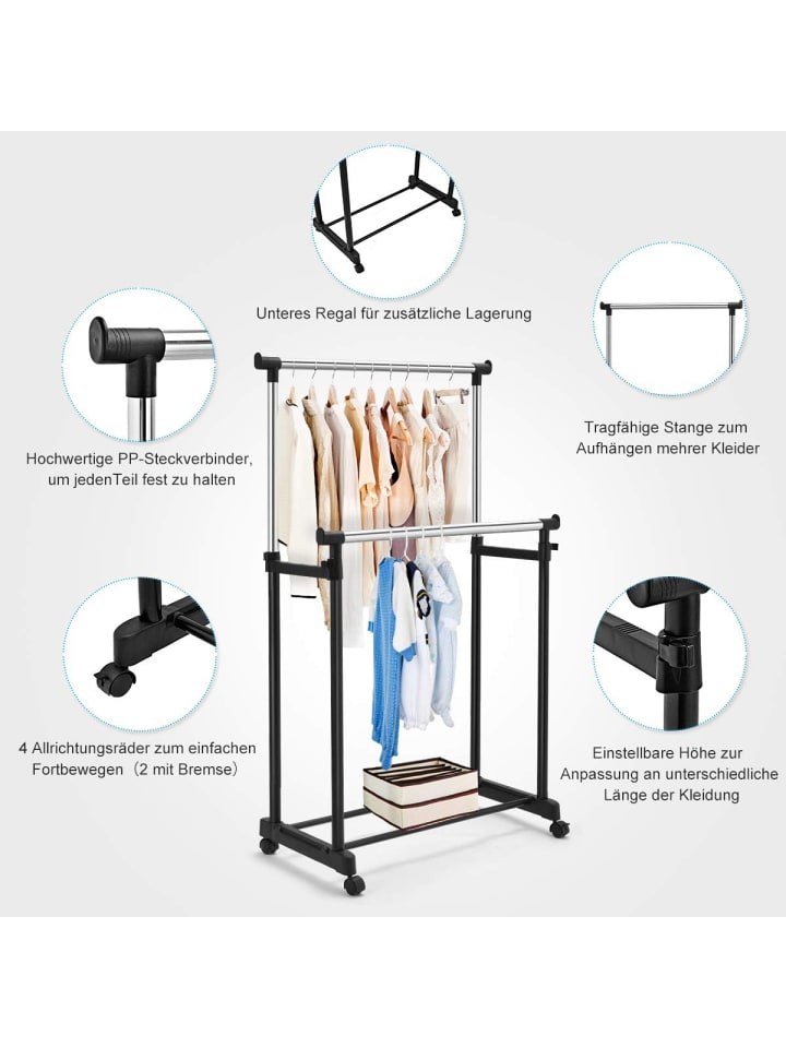 COSTWAY Kleiderständer in Schwarz günstig kaufen 43 cm