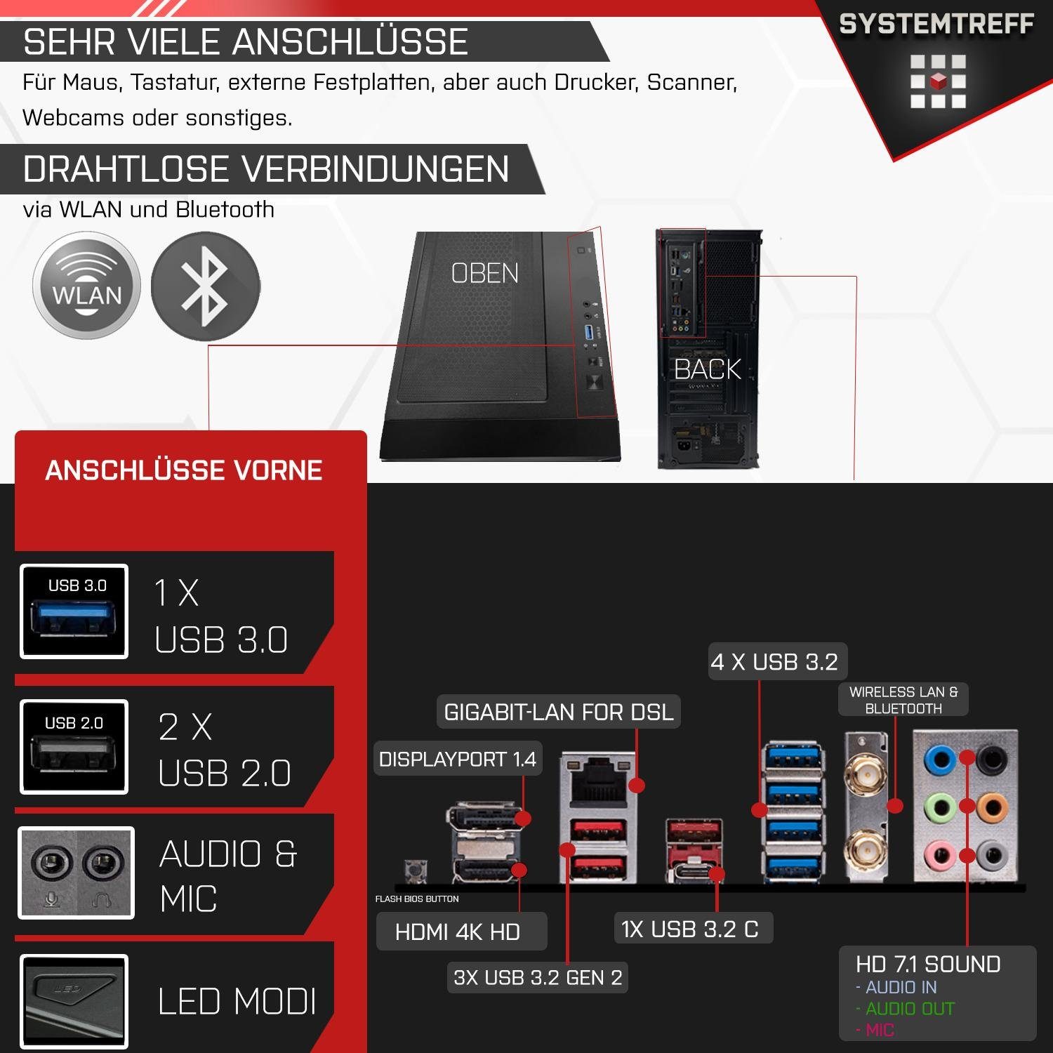 SYSTEMTREFF Gaming-PC (AMD Ryzen 7 7800X3D, Radeon RX 7800 XT, 32 GB RAM, 1000 GB SSD, Luftkühlung, Windows 11, WLAN)