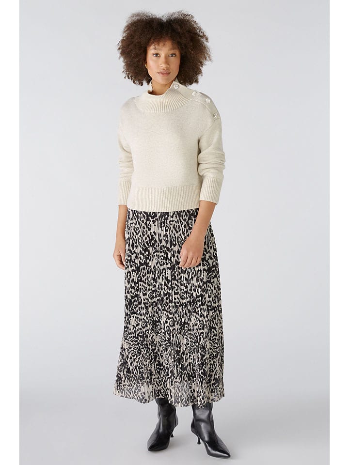 Oui Plisseerock in Schwarz/ Creme günstig kaufen