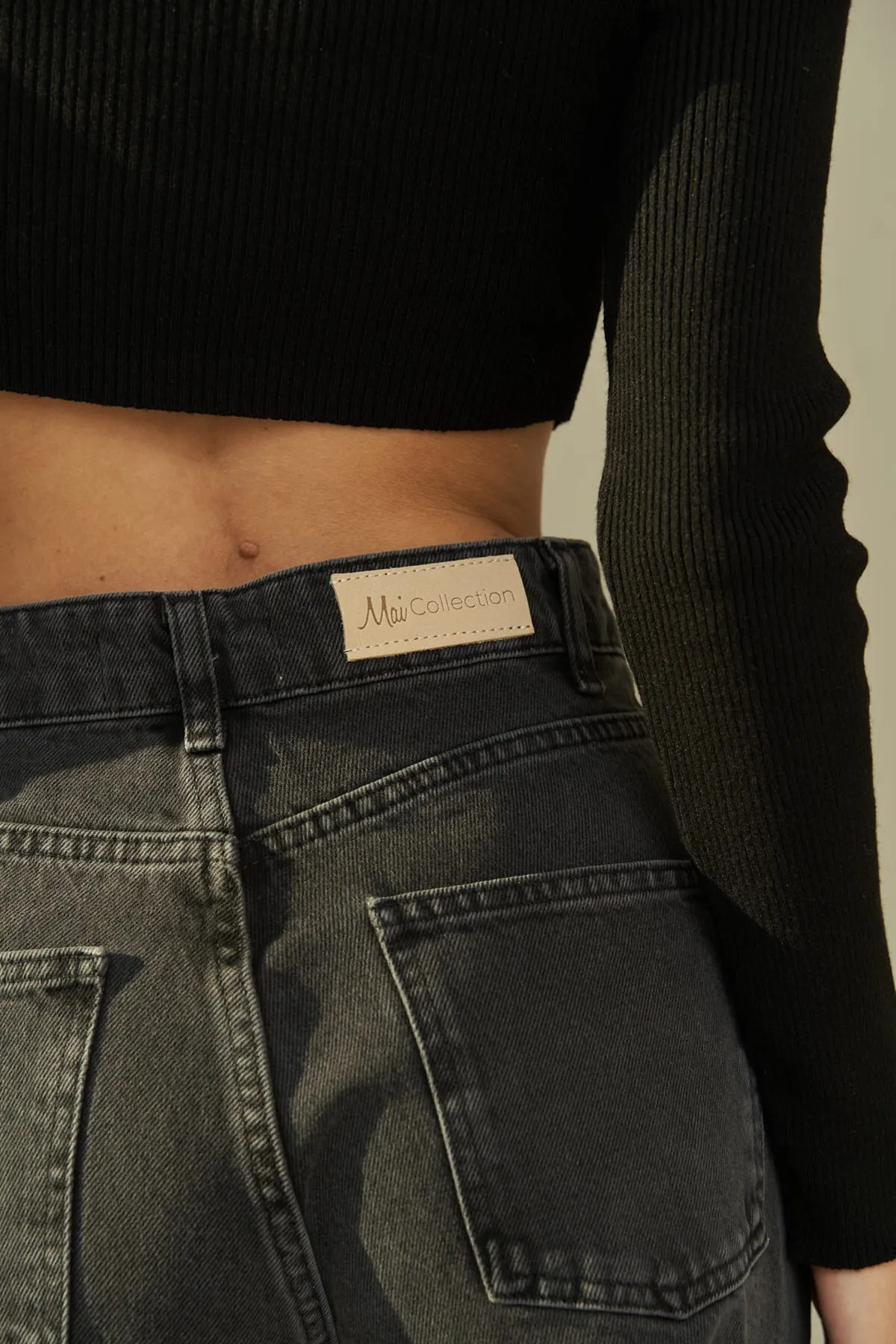 MAİ COLLECTİON  Marla Basic schwarze Jeanshose