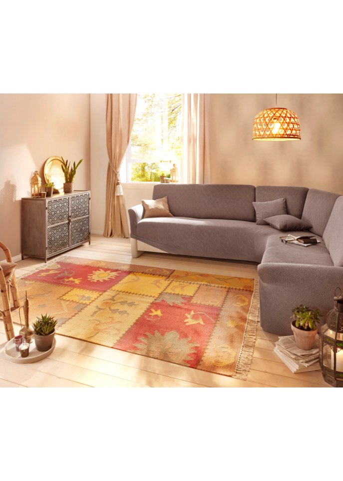 Kelim-Teppich in Patchworkoptik