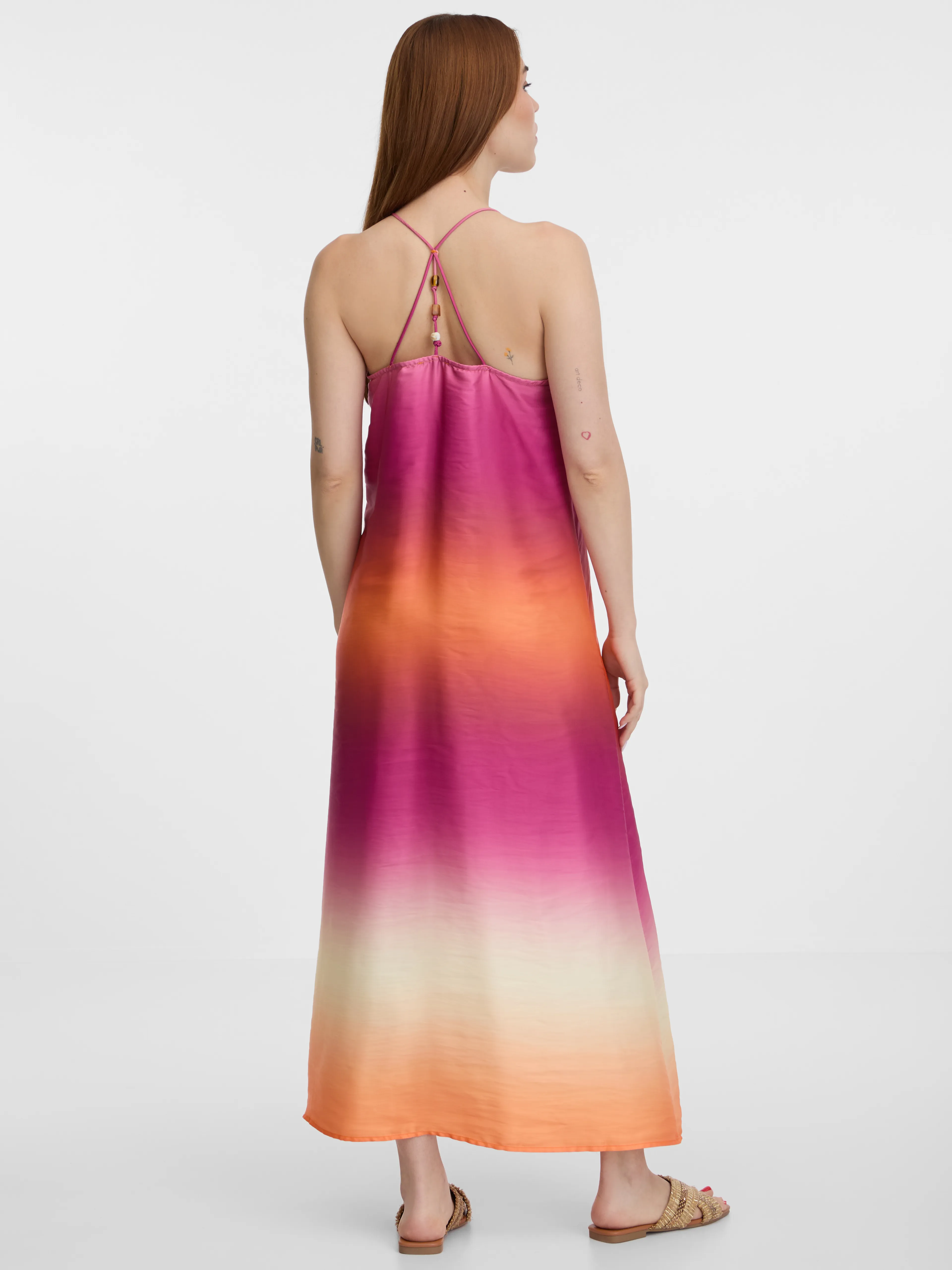 Orangefarbenes Damen-Midi-Kleid ORSAY
