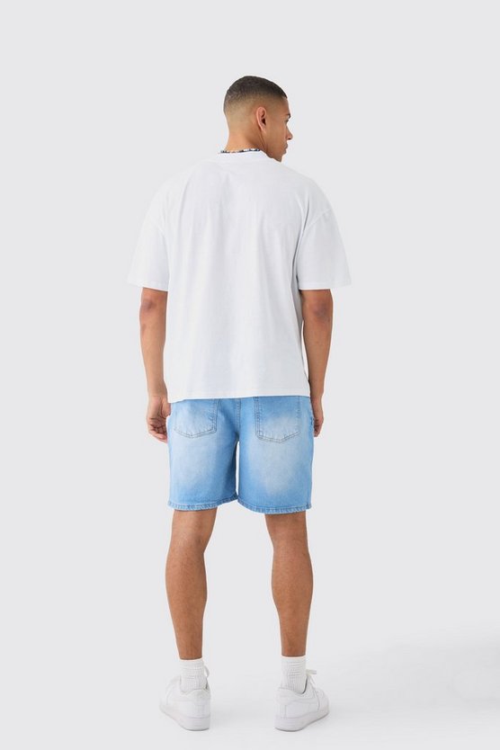 Übergroßes T-Shirt mit verlängerten Kragen und Limited-Print