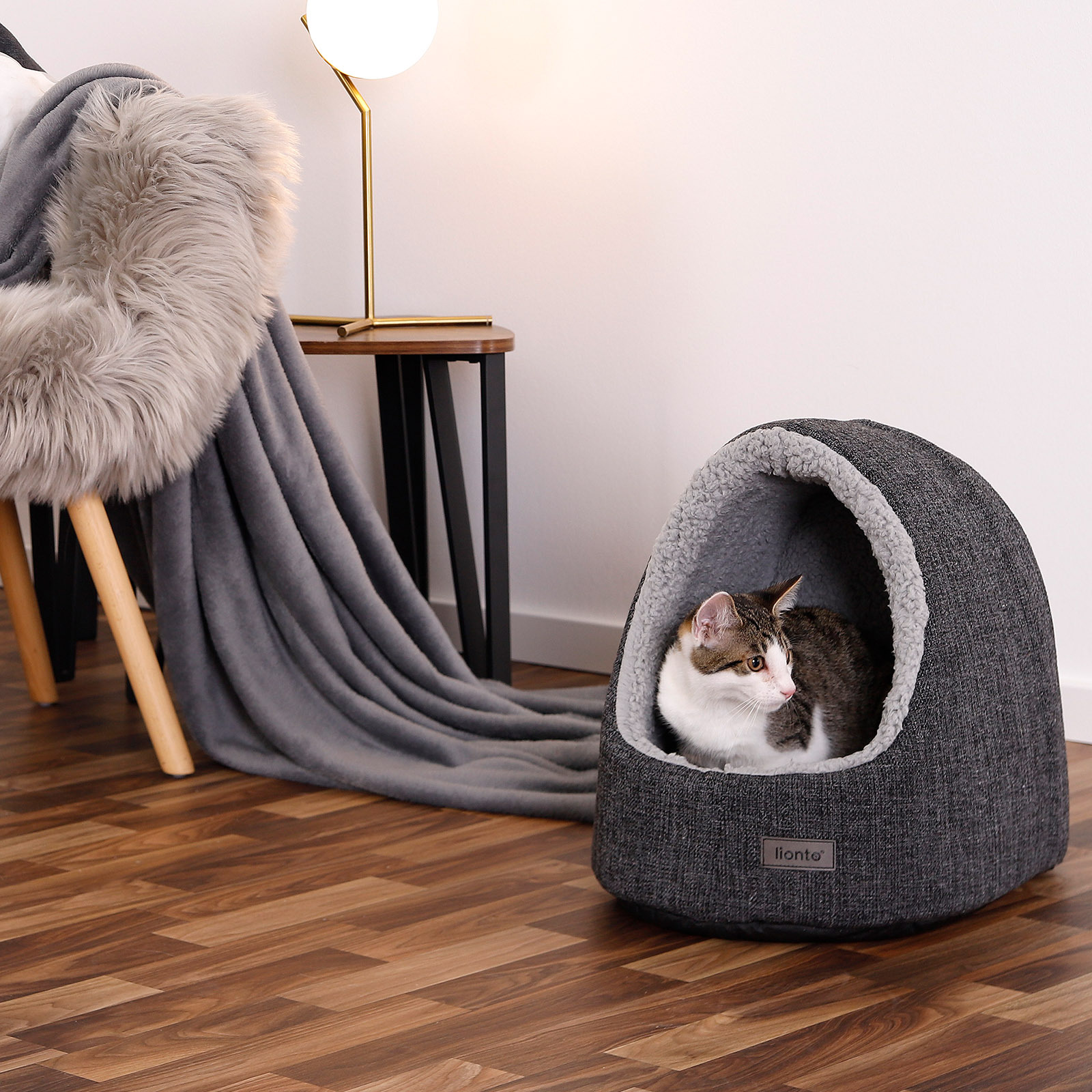 Lionto Katzenbetten & Katzensofas Lionto Katzenhöhle mit Wendekissen dunkelgrau