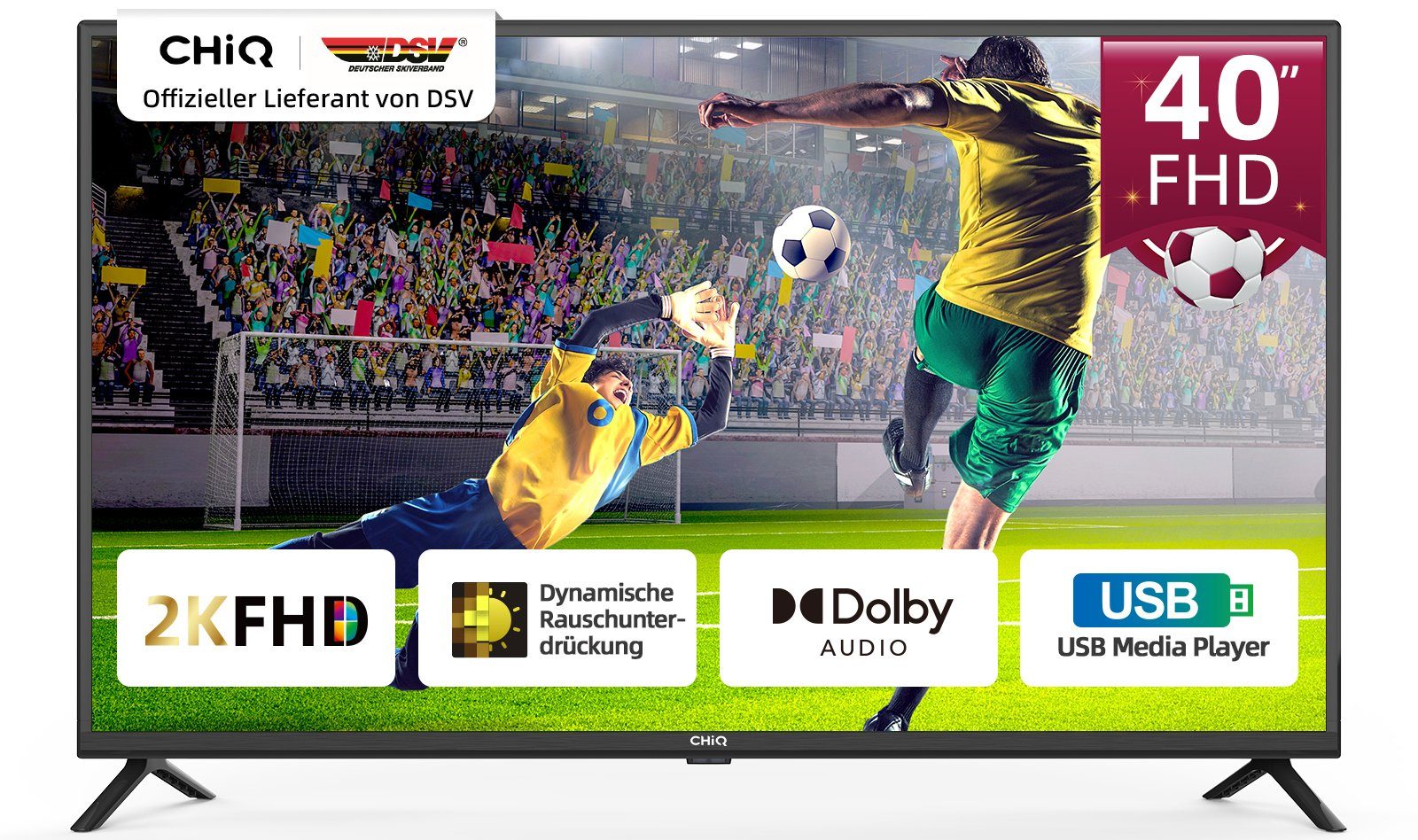 CHiQ L40G5W LED-Fernseher (100,00 cm/40 Zoll, Full HD, Kein Smart-TV, Hotelmodus,HDMI/USB/CI+,Triple Tuner(DVB-T/T2/C/S2),Dolby Audio)