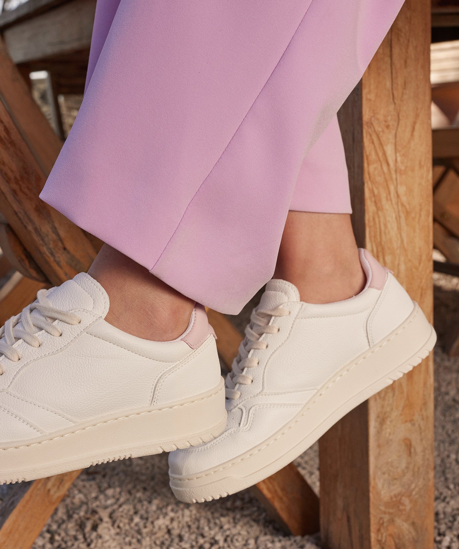 Baskets femme unies style rétro à semelle épaisse - Gémo... blanc | GEMO