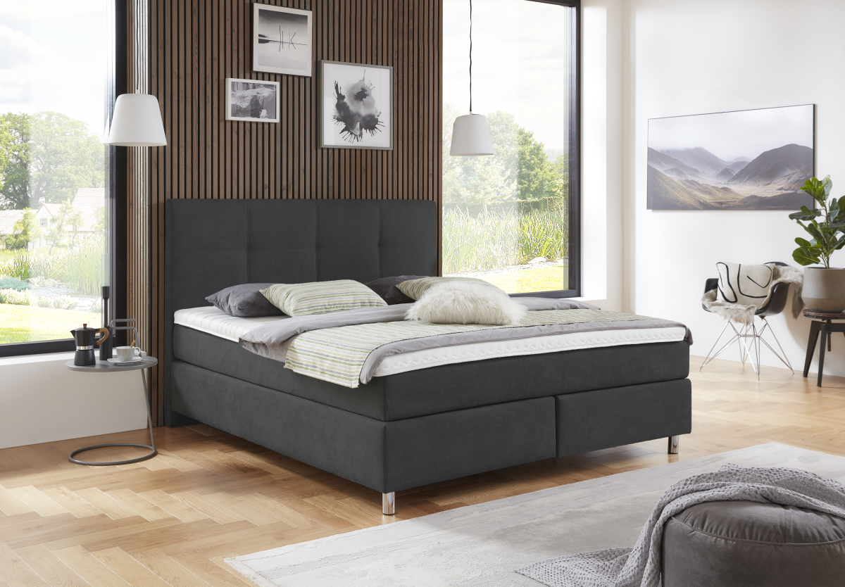 Boxspringbett 5 Karat Anthrazit 180 x 200 cm