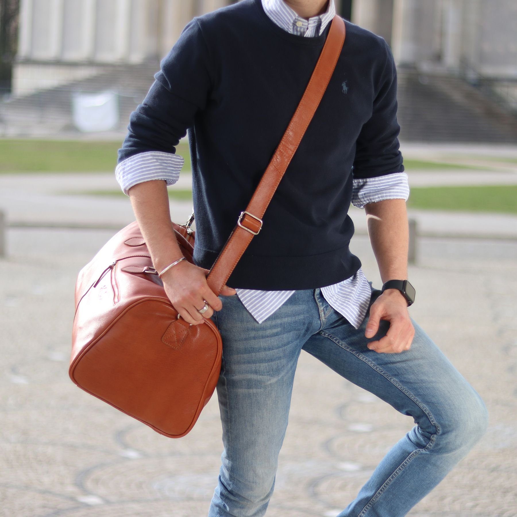 SID & VAIN Reisetasche Leder Weekender Unisex SEATTLE, Echtleder Reisegepäck für Damen & Herren, Sporttasche XL braun
