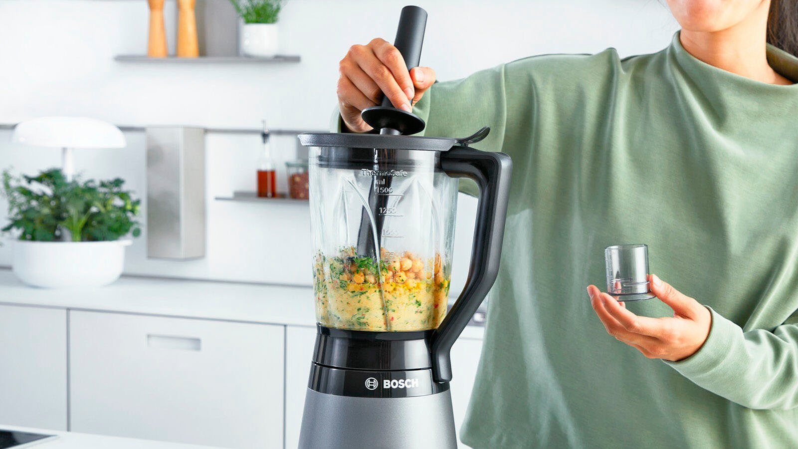 BOSCH Standmixer MMB6174SN VitaPower, 1200 W, 30.000 U/Min,ThermoSafe Glasbehälter 1,5L,inkl. Stößel+Flasche 0,6L