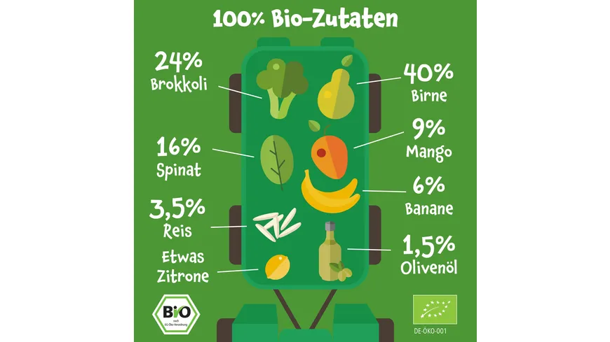 pumpkin organics Bio Quetschie Birne, Brokkoli, Spinat, Mango 100 g