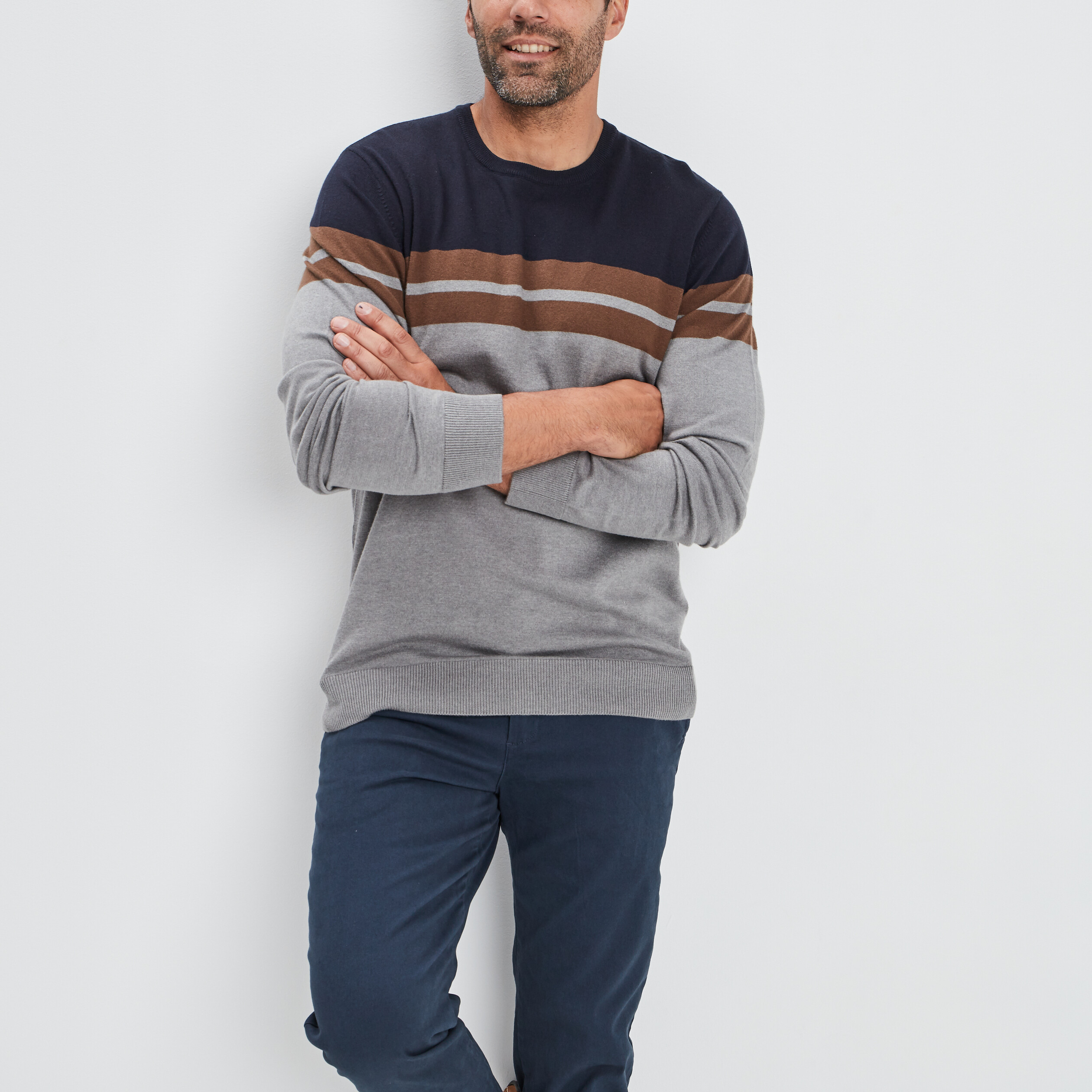 Pull manches longues gris homme | La Halle