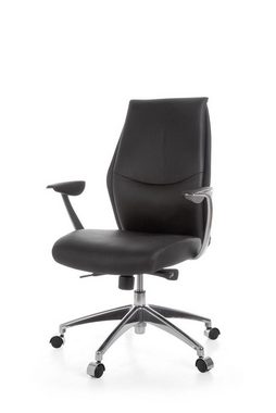 Amstyle Chefsessel SPM1.142 (Echtleder Schwarz, Bürostuhl XXL 120 kg Modern), Schreibtischstuhl Drehbar, Drehstuhl mit Armlehne
