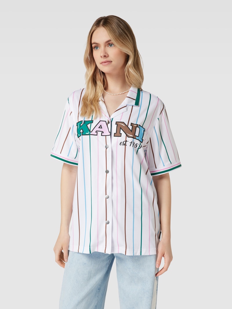 T-Shirt mit Streifenmuster in weiß