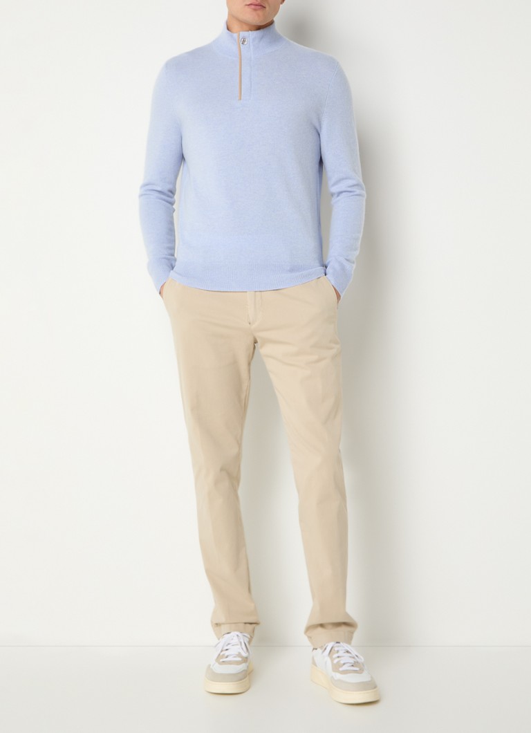 Boggi Milano Fine-knit sweater in wool blend with half zipper