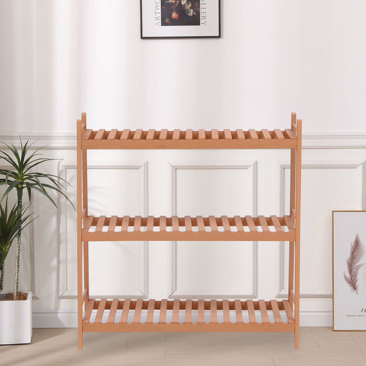 Happy Home Happy Home Pflanzenregal mit 3 Ablagen WPS03-HOL Holz