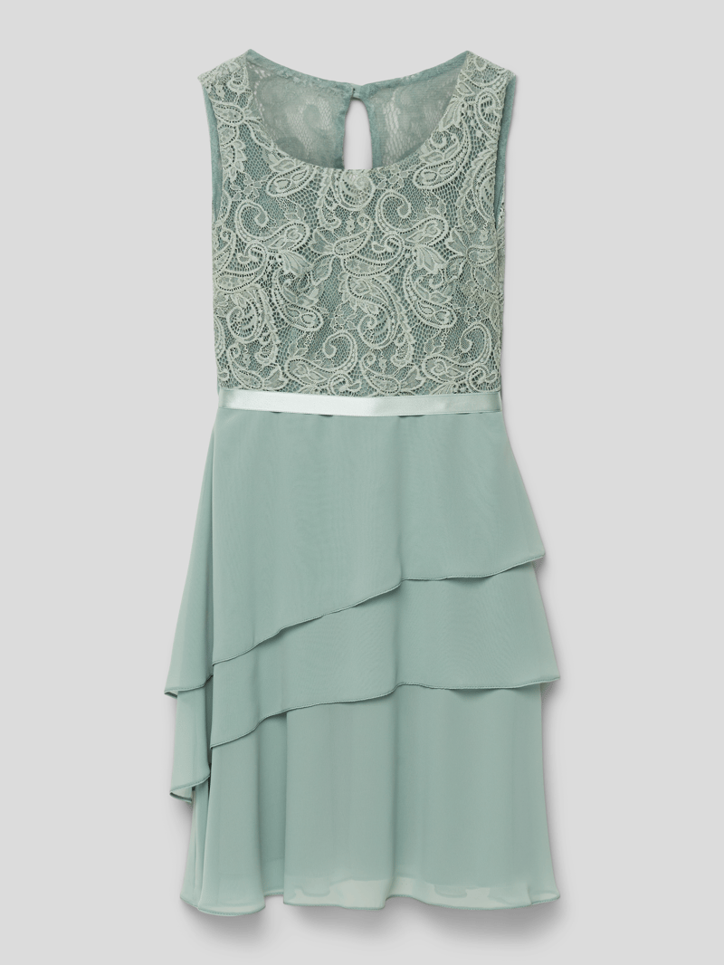 Kleid mit Spitzenbesatz in mint