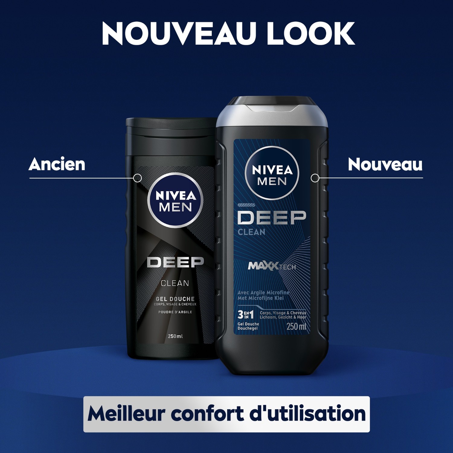NIVEA Men 3-in-1 Duschgel für Gesicht, Körper & Haar mit Tonerdepuder