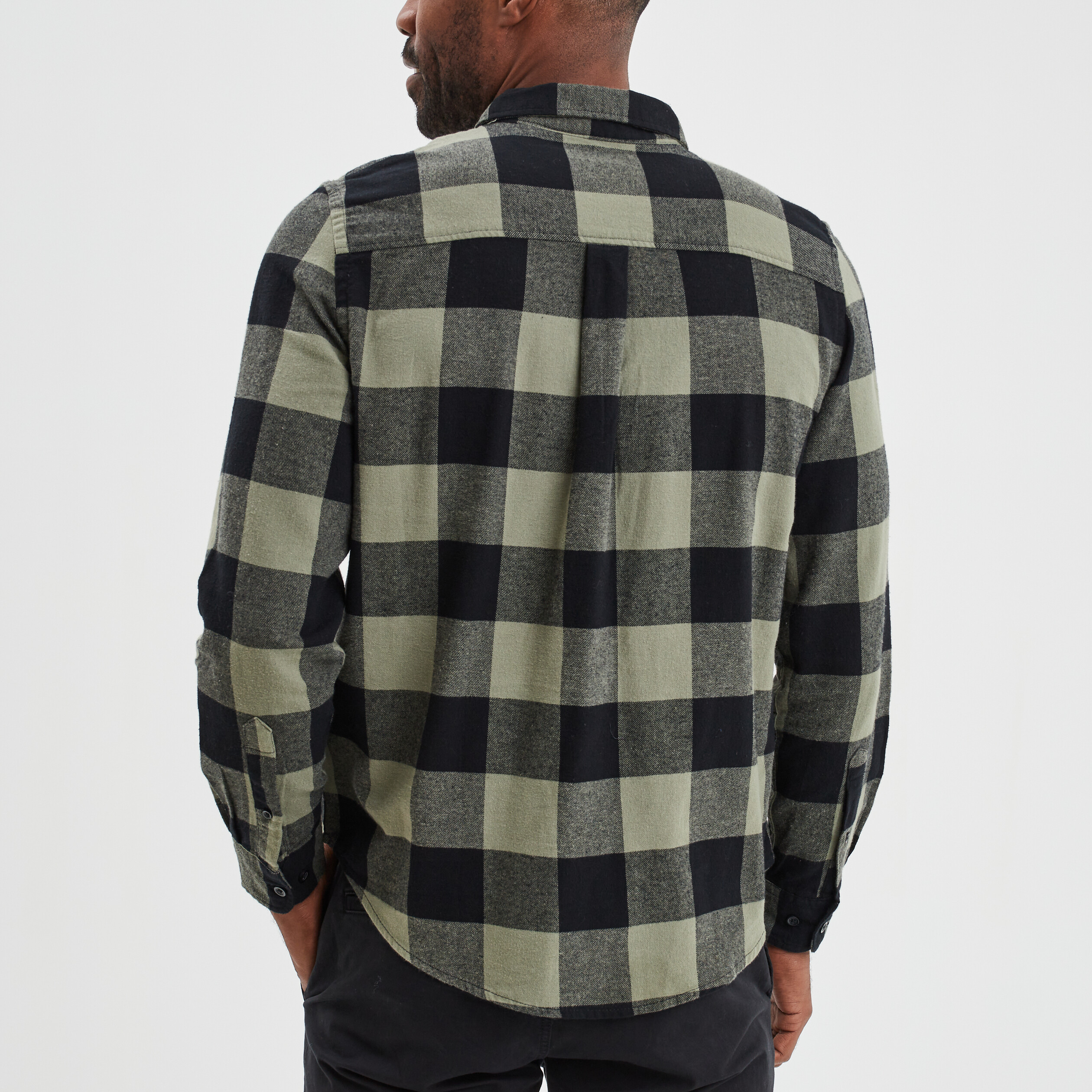 Chemise droite manches longues vert kaki homme | La Halle