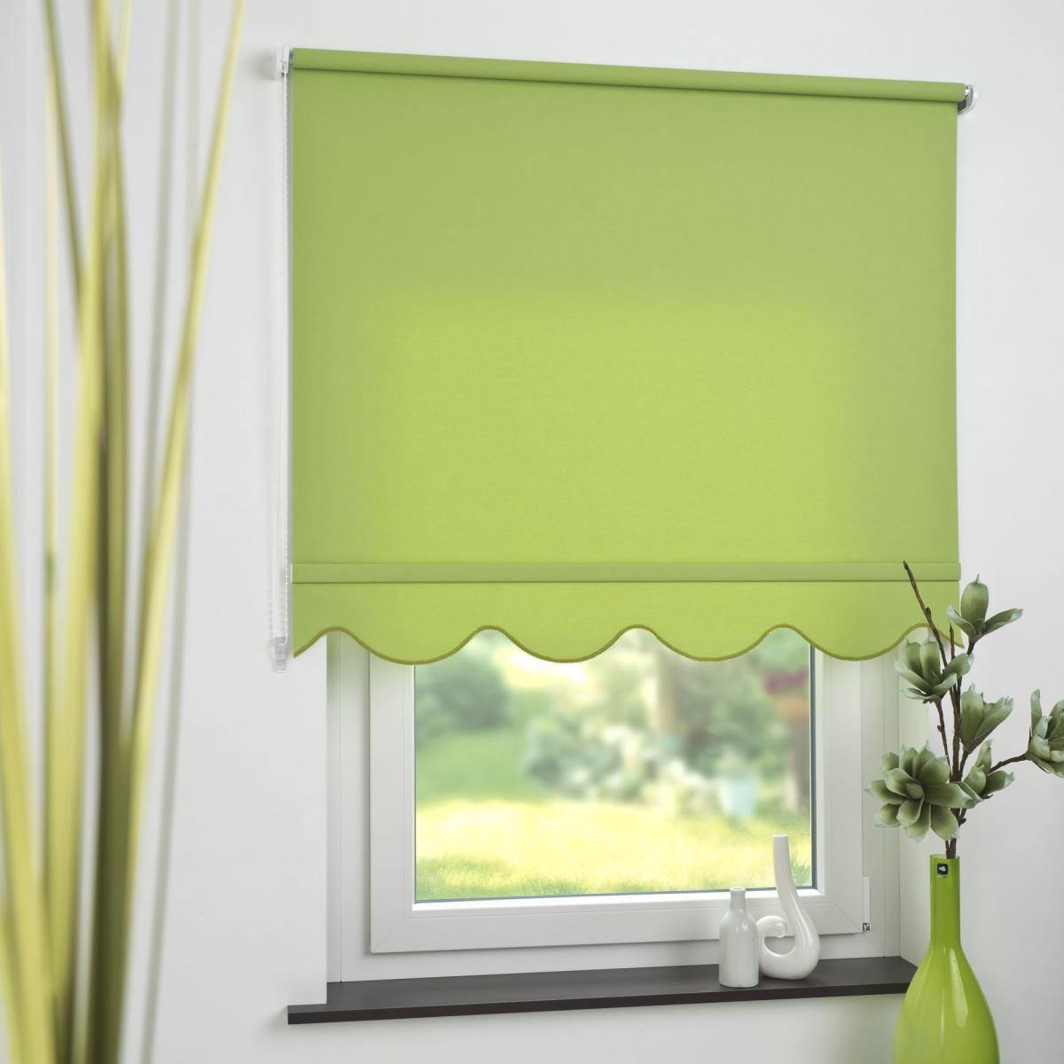 Bella Casa Seitenzugrollo Kettenzugrollo Volantrollo Rollo Klassik lichtdurchlässig 92 x 180 cm grün für Fenster