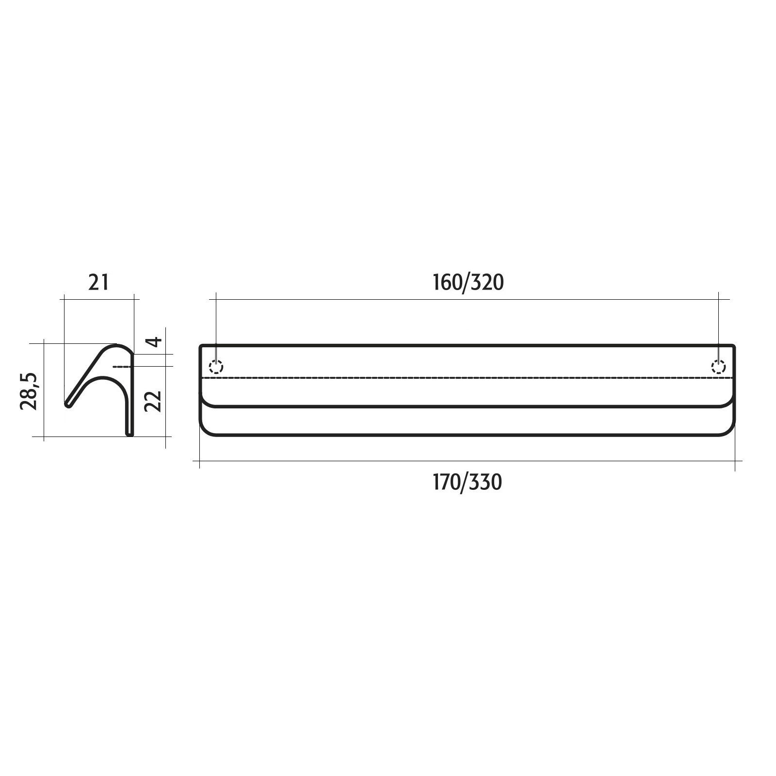 SO-TECH® Möbelgriff VERONIQUE BA 160 - 320 mm, Chrom oder Edelstahloptik incl. Schrauben