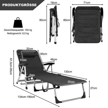 COSTWAY Gartenliege Sonnenliege, 7 einstellbaren Rücklehnpositionen, klappbar