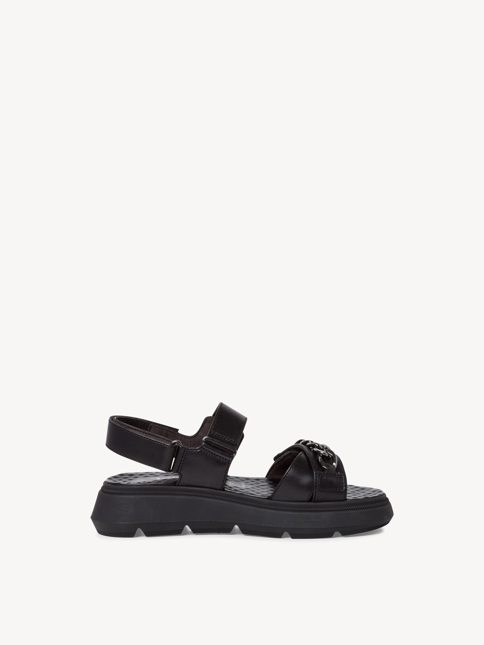 Sandale à talon en cuir - noir