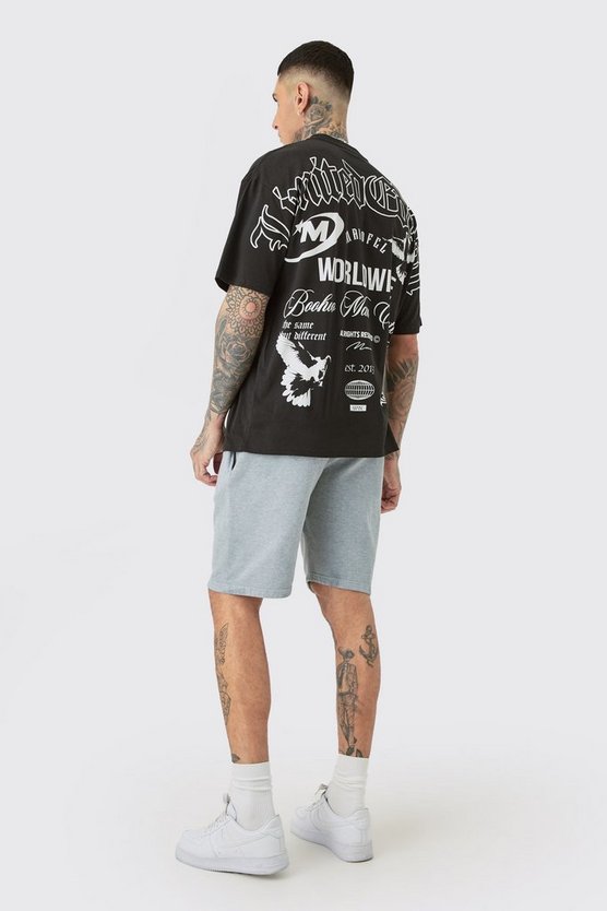 Tall Oversized Hearbreakers Shorts In Grey