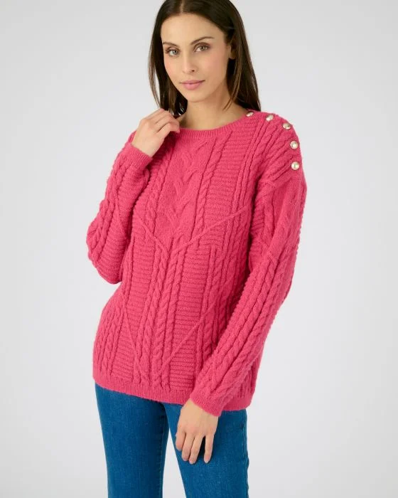 Pull chaud à torsades et boutons Thermolactyl