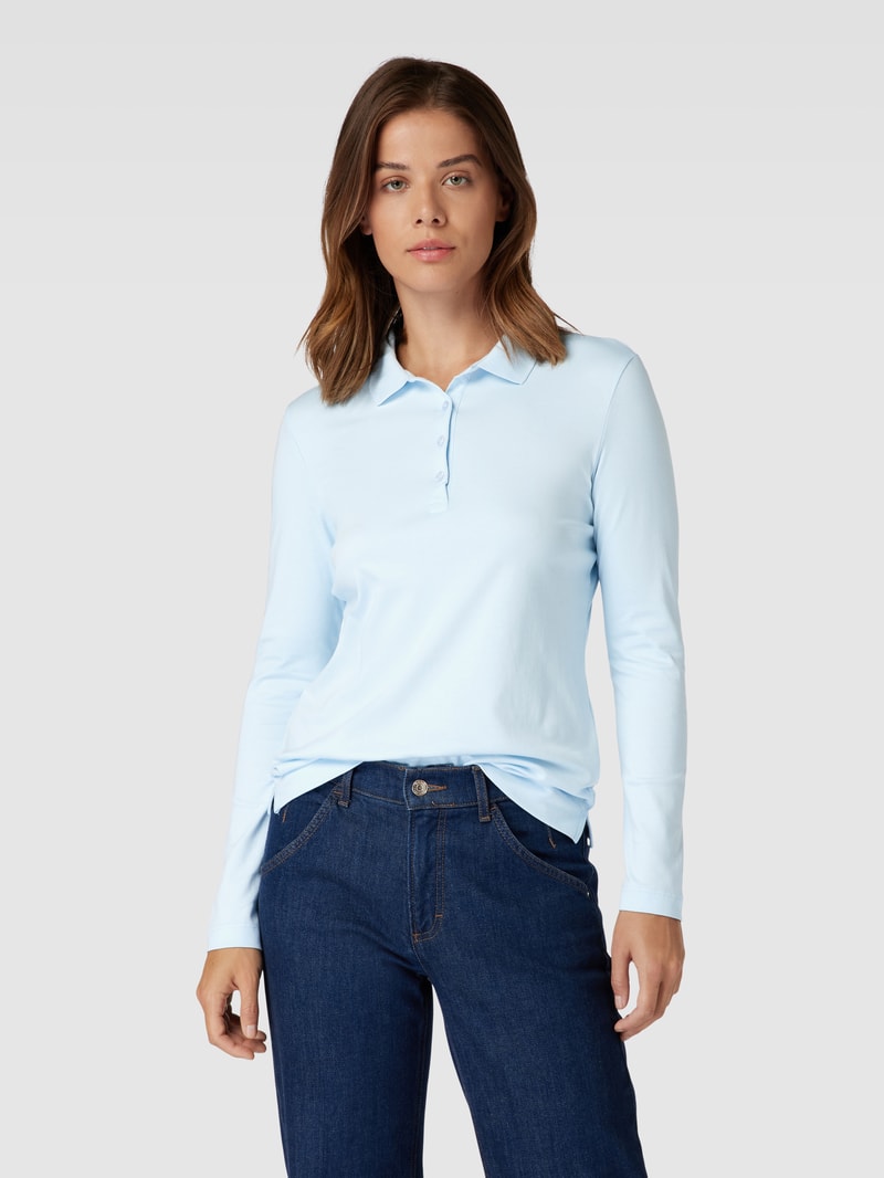 Longsleeve mit Polokragen in hellblau