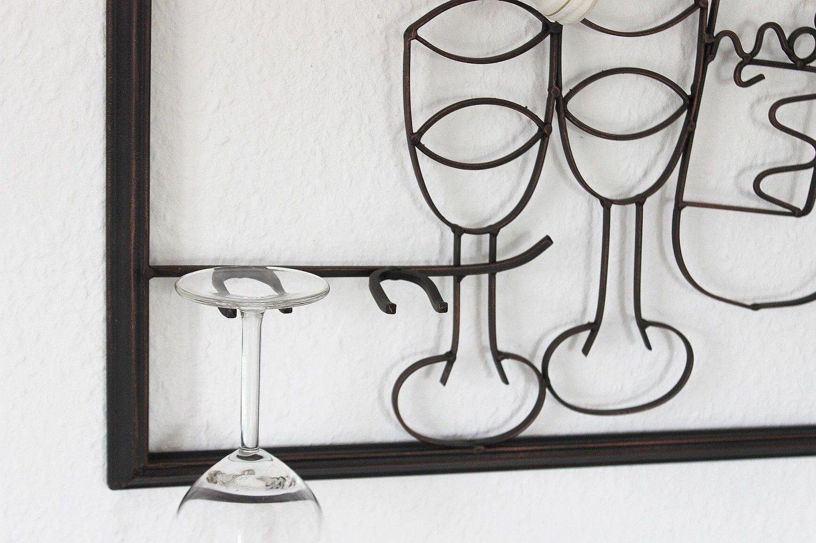 DanDiBo Weinregal Weinregal mit Glashalter Wand Wandbild 091975 Flaschenständer Metall 70 cm Flaschenhalter Wandregal